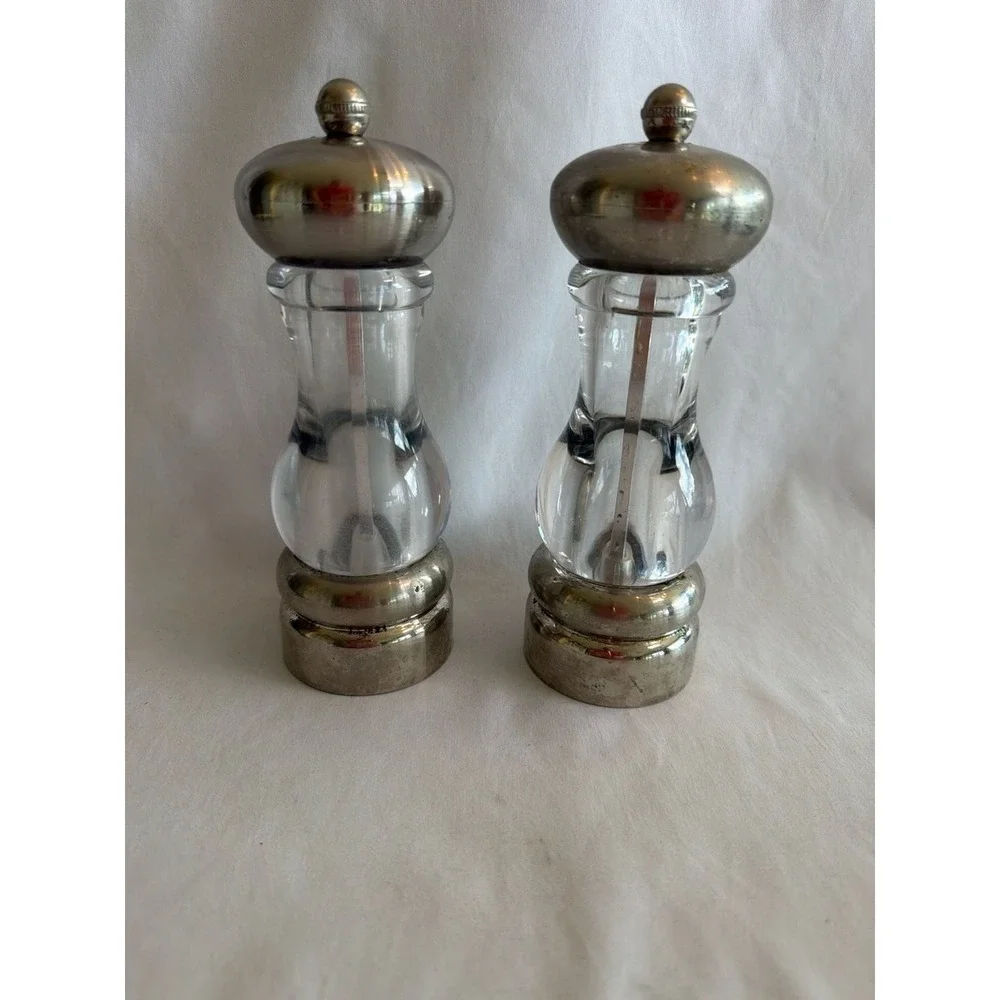 Olde Thompson 7-Inch Brushed Stainless Steel and Acrylic salt and Pepper Mill Se